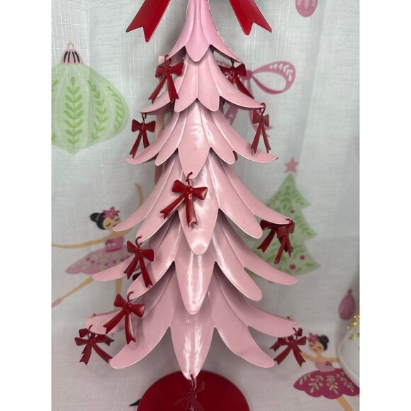 Cupcakes and Cashmere Metal Pink Christmas Tree with Red Bows - Picture 3 of 5